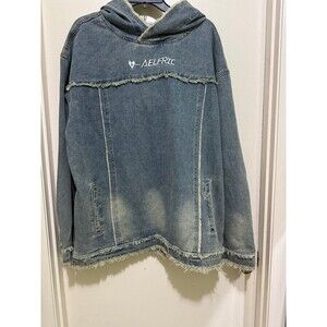 AELFRIC EDEN DISTRESSED DENIM HOODIE STREETWEAR XL NWT